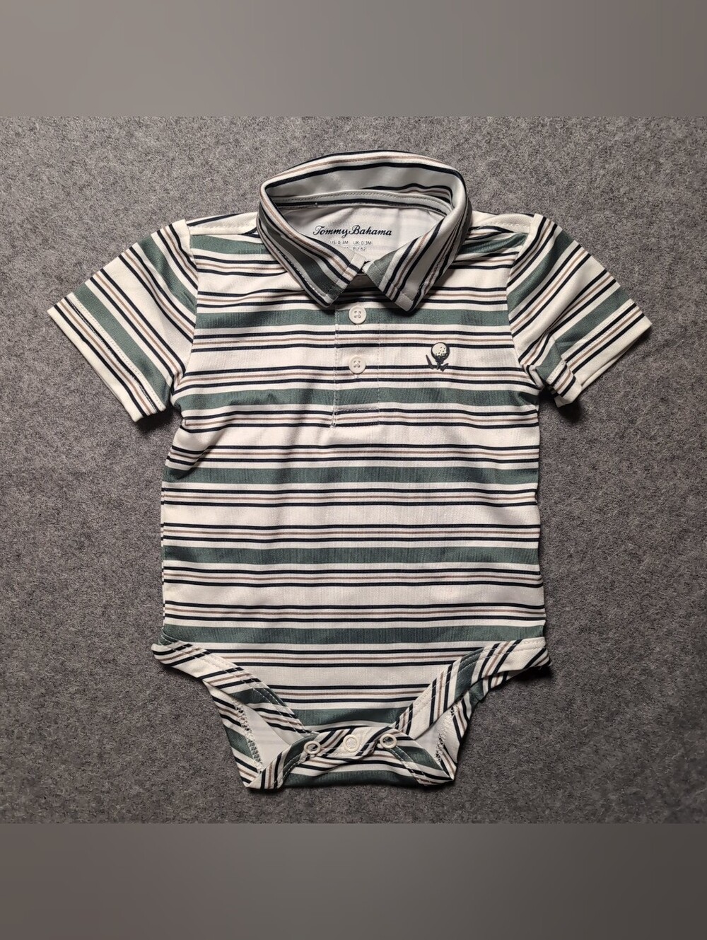 Tommy Bahama Baby Boys Striped Golf Polo Bodysuit Onesie Size 0-3 Months